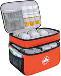 Dual Layers Medicine Organizer Bag, Pill Bottle Organizer Storage with Lockable Zipper, Lockable Medicine Travel Case for Pills, Vitamins, Medical Supplies, Orange（Lock not Included）