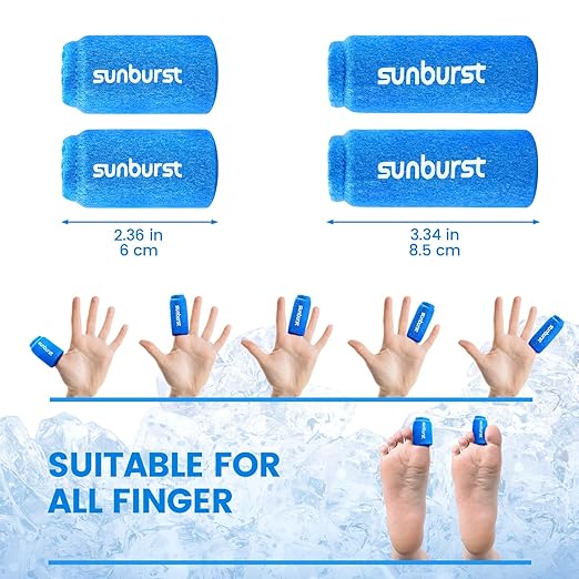 4PCS Finger and Toe Cold Gel Ice Pack,Lasting Cold Compress,Reusable Non-Toxic Finger Compression Sleeve Therapy for Finger and Toe Injuries,Arthritis,Swelling,Tendonitis,Gout or Sprain