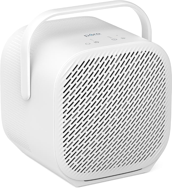 Pure Enrichment PureZone DUO Tabletop Air Purifier – True HEPA, Dual Direction Airflow, 3-Stage Filtration Captures Dust, Smoke, Odors for Large Rooms up to 615 sq. ft. (White)