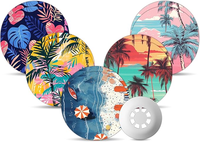 Libre 3 & Plus Sensor Covers Waterproof, Amolyfe 10 Pack Freestyle Libre 3 Covers, Bump-Proof with Hard Cap, Breathable Latex Free Sensor CGM Adhesive Patches, 14-Day CGM Protection (Beach Sunset)