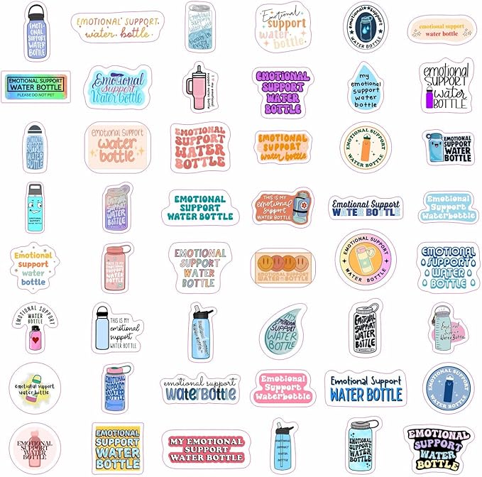 BulbaCraft Emotional Support Water Bottle Stickers, Emotional Support Water Bottle Gifts, Gifts for Women & Men