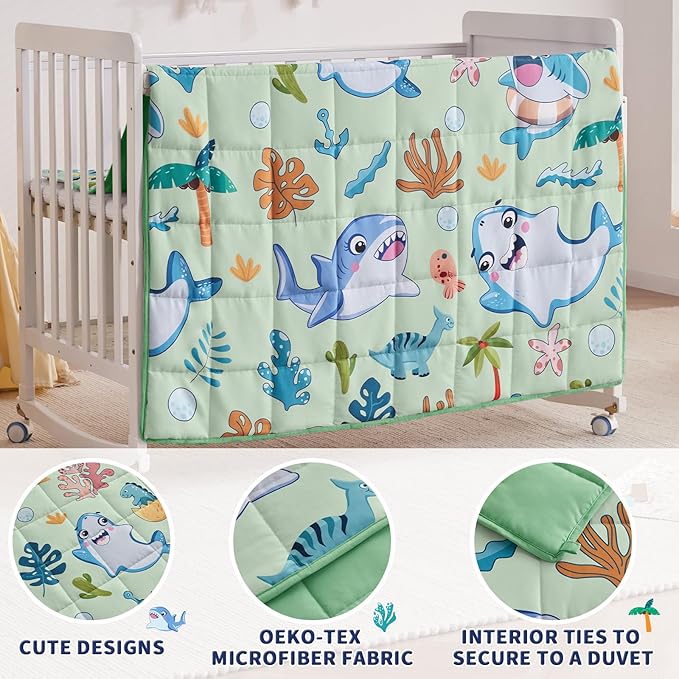 anfie Weighted Blanket Kids(40"x60" 10lbs) Weighted Blanket Cooling Blanket for Sleeping,Throw Size Breathable Blanket with Premium Glass Bead(Green Shark)