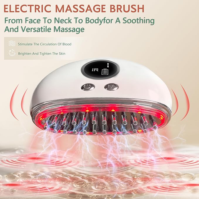 Lymphatic Contour Face Brush - Electric Face Massager with 9-Level Vibration & Microcurrent for Lymphatic Drainage, Puffiness Reduction, Double Chin and Jawline Sculpting (White)