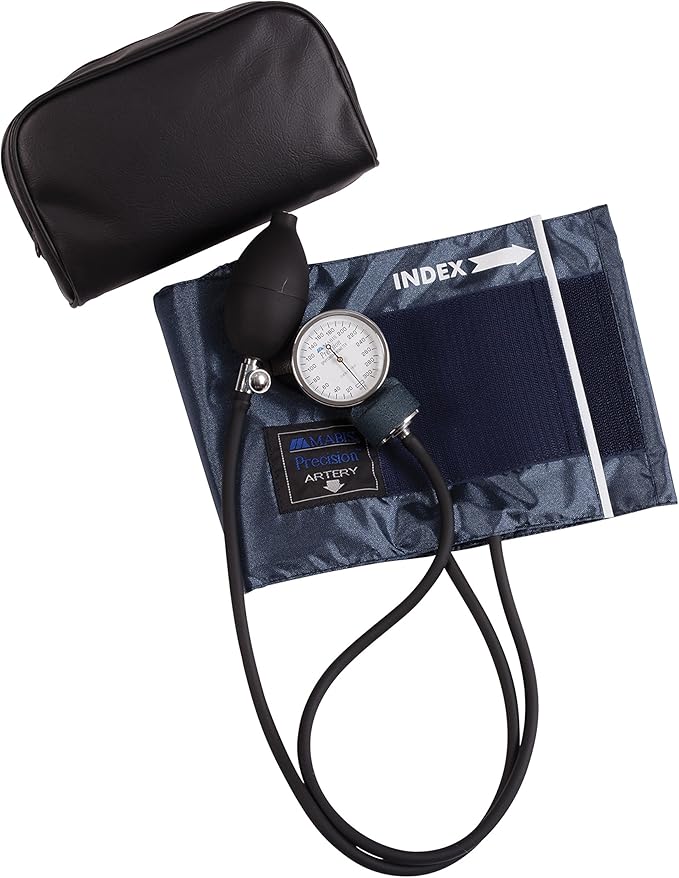 MABIS Precision Series Aneroid Sphygmomanometer Manual Blood Pressure Set with Calibratrated Nylon Cuff and Carrying Case, Adult Large