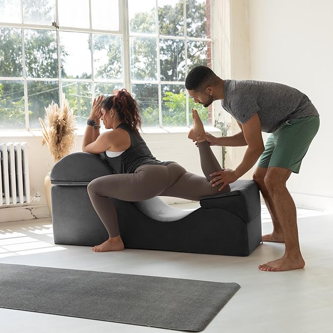 Avana Kami Convertible Chaise/Bed Bench for Yoga & Massage - 2-in-1 End of Bed Ottoman with Concealed Fold Out Yoga Lounge Chair, 18" Wide, Microvelvet Deep Teal
