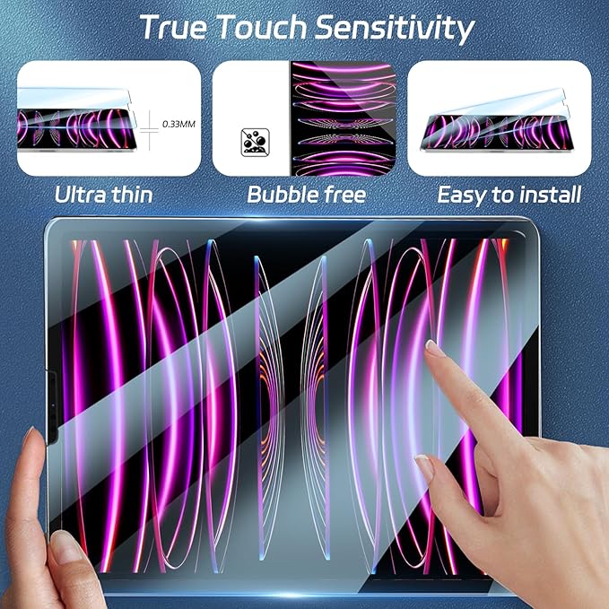 ZenRich [2 Packs] Anti Blue Light Screen Protector for iPad Pro 12.9 Inch 2022/2021/ 2020/2018 – 9H Hardness Tempered Glass, HD Clarity, Eye Protection, Scratch Resistant, Bubble-free