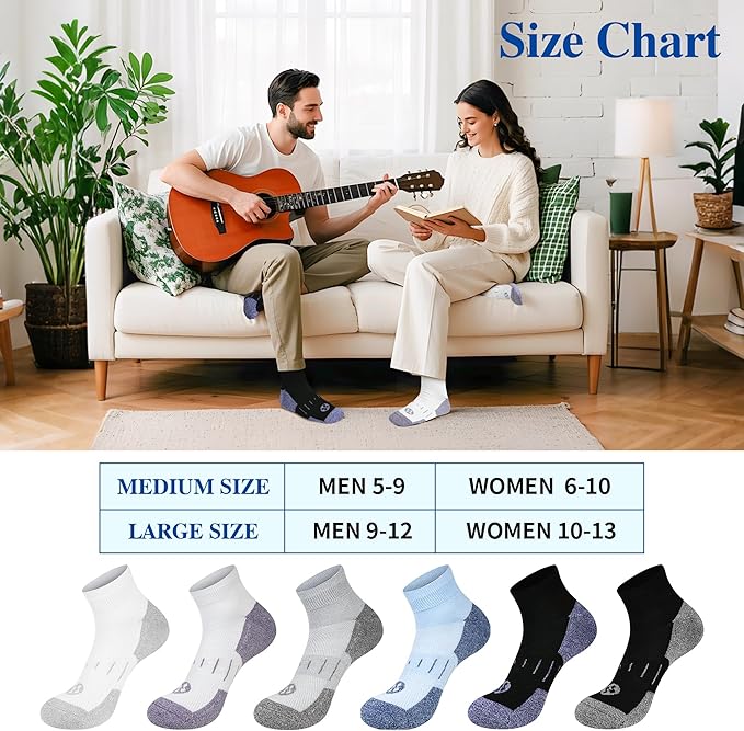 Diabetic Socks for Men,6 Pairs Ankle Mens Diabetic Socks,Diabetic Neuropathy Socks for Men Size 9-11/10-13/13-15.