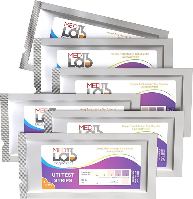 UTI Test Strips(Pack of 6) Individually Wrapped Urinary Tract Infection Urine UTI Test Kit for Women, Men, Kids Cats and Dogs