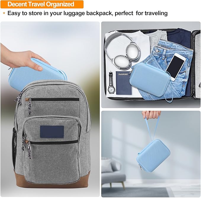 Elonbo Carrying Case for iHealth Track Smart Upper Arm Blood Pressure Monitor, Wireless Bluetooth Blood Pressure Monitor Travel Protective Bag Storage Holder, Mesh Pocket fits Range Cuff, Blue