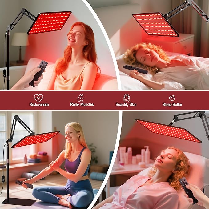 Morfone Red Light Therapy Lamp with Wireless Magnetic Remote - 660nm 850nm 940nm 3 in 1 Red Infrared Light Therapy Lamp with Stand with Large Panel, Therapy Device at Home, Gift for Women