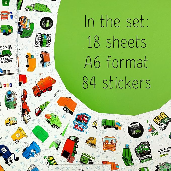 BulbaCraft Garbage Truck Stickers, Trash Truck Stickers, Garbage Party suppliess, Gifts for Women & Men
