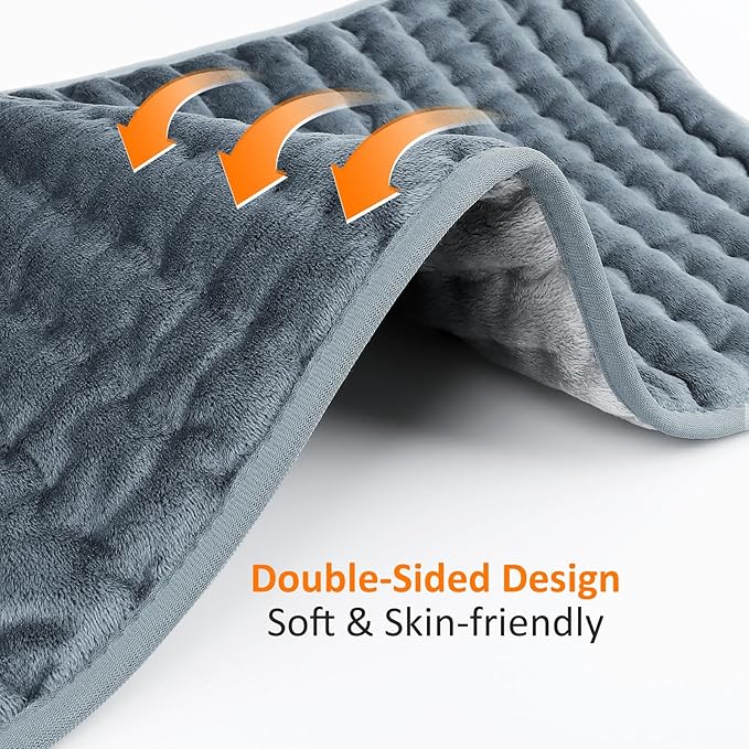Heating pad for Back/Shoulder/Neck/Abdomen, Electric Heating Pads with 6 Fast Heating Settings, Auto-Off, Soft Machine Wash Fabric, Birthday Gifts for Women Mom, Extra Large 12"x24", Iron