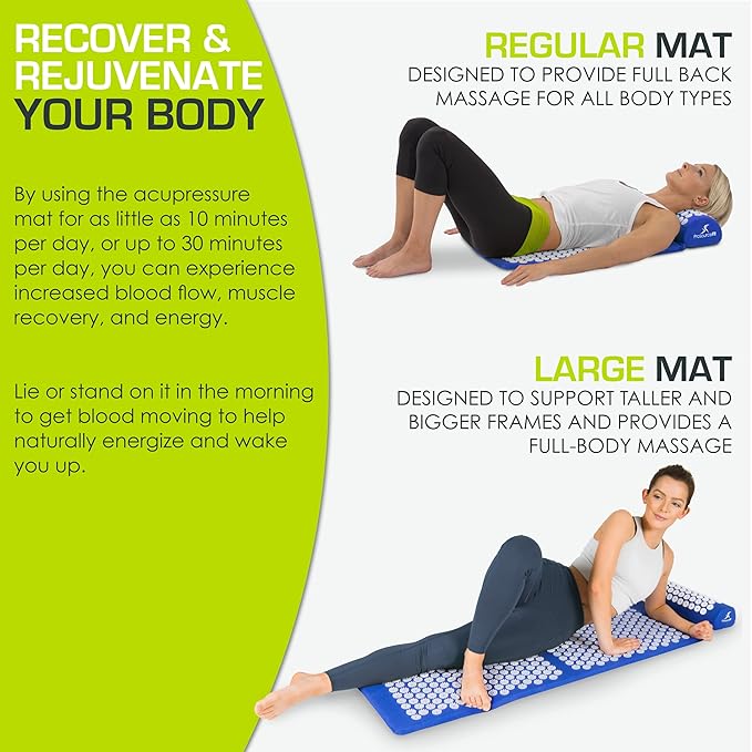 ProsourceFit Acupressure Mat and Pillow Set for Back/Neck Pain Relief and Muscle Relaxation