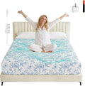 Grounding Sheets King Blue Floral - 15% Pure Silver + 85% Organic Cotton Fitted Bed Sheet for Earthing - 400 Thread Count Deep Pocket Grounded Bedsheets - Improved Sleep Down to Earth Ground Bedding