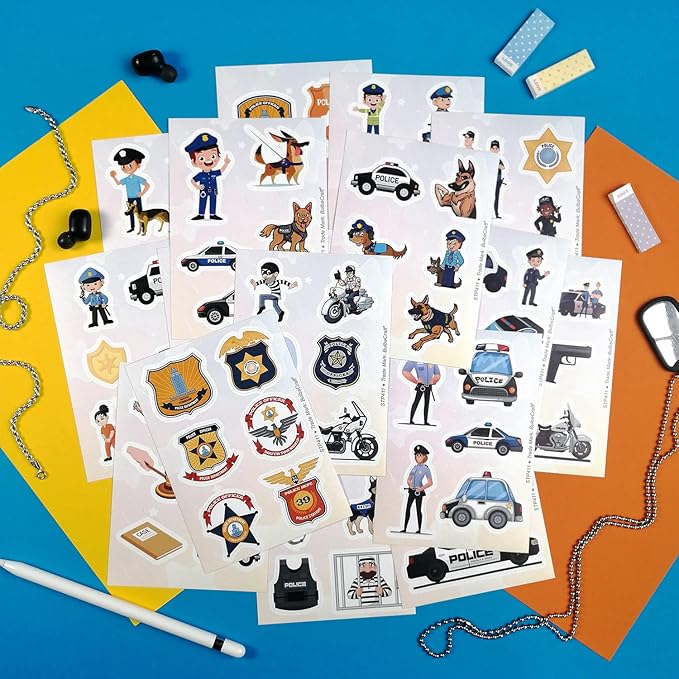 BulbaCraft 100Pcs Police Stickers, Cops Sticker, Police Man Laptop Decals, Cops Party Decorations, Gifts for Women & Men