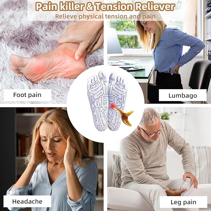Reflexology Socks & Acupressure Tool - 2 Pair Chiro Socks with Pressure Point Massage for Muscle Tension Relief, Storage Bag Included