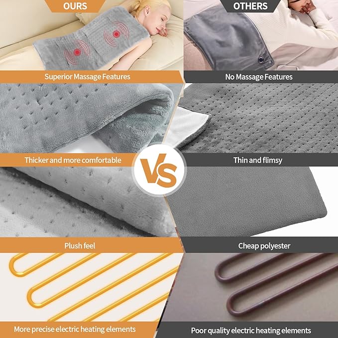 Heating Pad for Back,4lb Weighted Heating Pads for Pain Relief & Cramps,Moist Heat Pads for Neck,Shoulder,Knee, Leg,Birthday Gifts for Women,Men,12"×24",4 Heat Settings, Auto Off, Light Grey