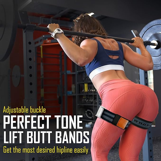 Blood Flow Restriction Bands - 2-Inch Booty Bands for Women Glute, Leg, and Thigh Workout - Occlusion Training Resistance Bands w/Elastic Strap and Buckle - (Set of 2)