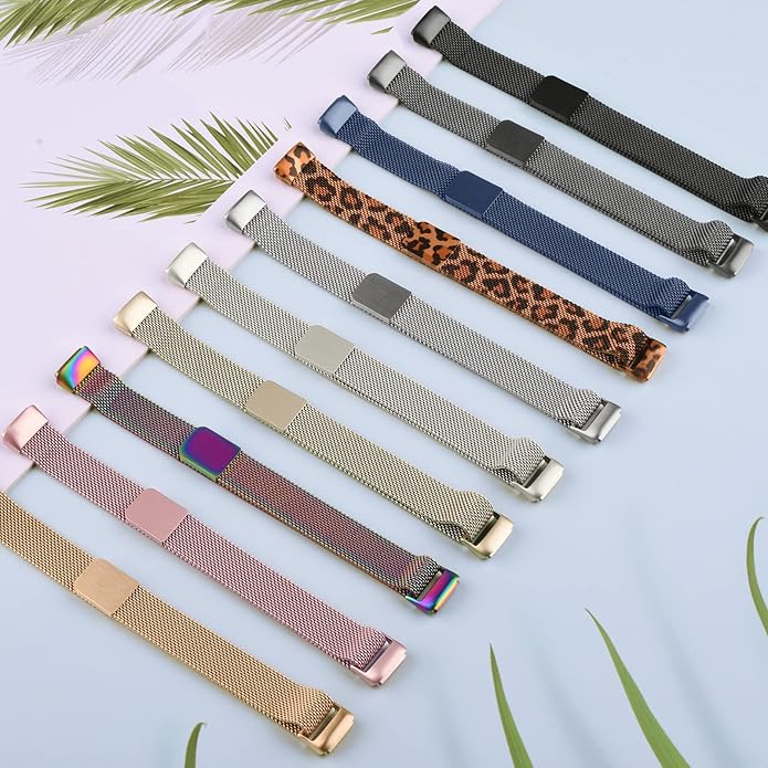 Oumida Mesh Metal Band Compatible with Fitbit Luxe Band, Stainless Steel Adjustable Loop Strap Women Men Replacement Bands for Luxe Health &-Fitness-Tracker