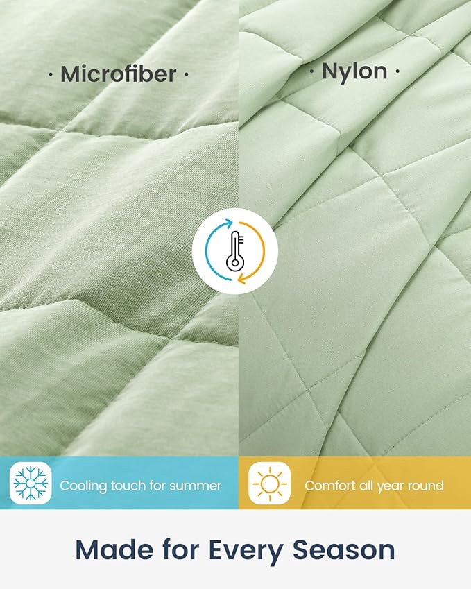 Weighted Blankets for Adults, 15lbs Weighted Blankets Twin Size -Breathable, Soft, Silky, Cooling Microfiber Heavy Blanket with Ceramic Beads for Deep Sleep,Cozy Bed Blanket,48 x 72 inches,Olive Green