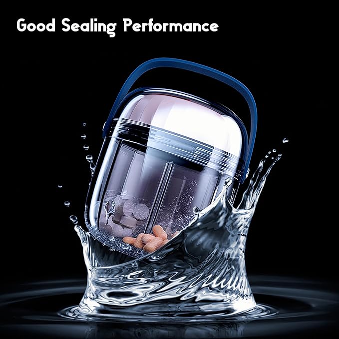 MURRI&MURRDI Pill Organizer with 4 Compartments, Travel Pill Box Small Portable Medicine Bottle, Anti-Mixing & Wide Opening, Compact Pill Container Holder for Vitamin Fish Oil Medication (F Green)