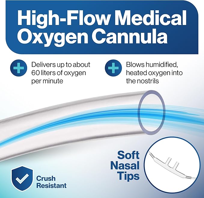 High Flow Oxygen Nasal Cannula - 7 Foot 5 Pack Nasal Cannulas for Oxygen - High Flow Soft Kink Resistant Lightweight Oxygen Tubing Cannula