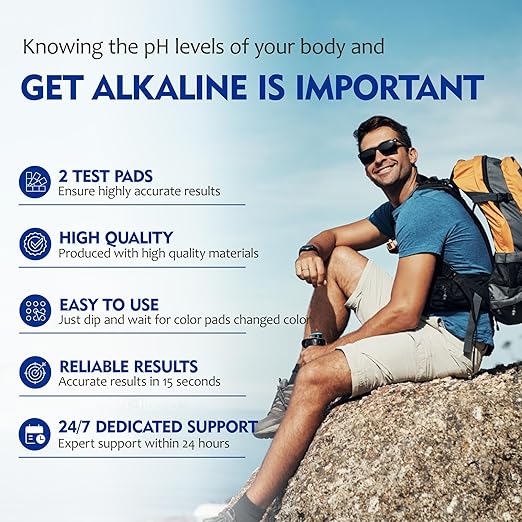 pH Test Strips for Saliva & Urine, 125 Urine Test Strips for Tracking Alkaline & Acid Levels in Body, Monitor Your pH Level from 4.5-9.0