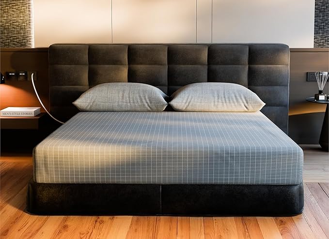 Grounding Sheets Queen, 95% Organic Cotton + 5% Pure Silver Fiber, Bed Grounding Sheets for Healthy Sleep Therapy, Grounded Sheets with Grounded Cord Kit [60"x 80"x 16" Gray] (Queen)