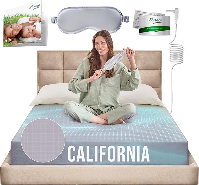 Earth Grounding Sheets California Size with 12% Silver Fiber & 4% Silk & 84% Cotton - Gray - Quality Certified Grounded Well Bed Sheet - Conductive Fitted Sheet for Better Sleep