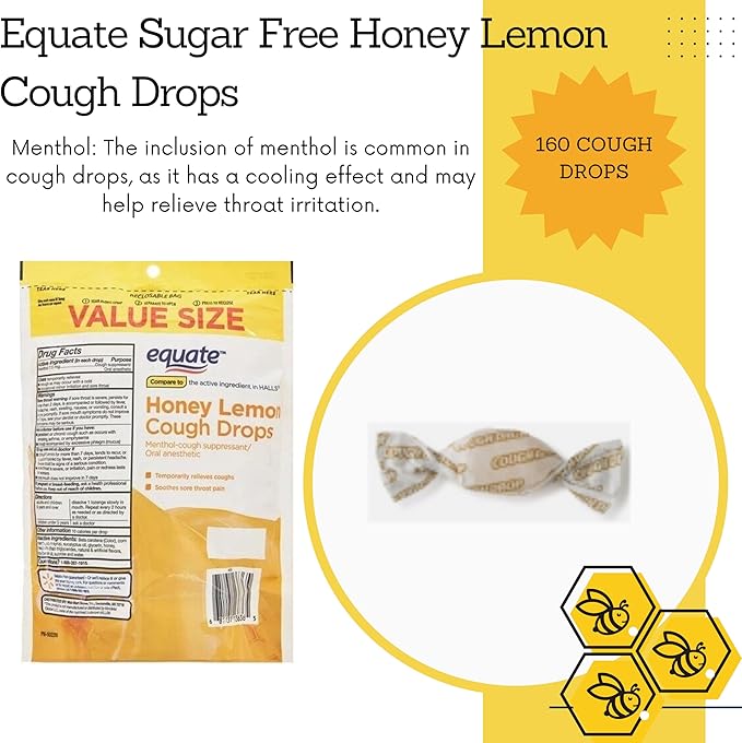 Cough Drops Honey Lemon Equate160 Count Dietary Supplement Includes Pill Organizer