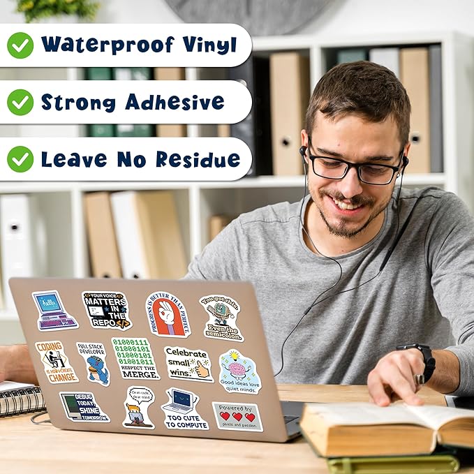 200PCS Programming Stickers, Vinyl Coding Stickers for Developers Programmers Engineers Geeks, Tech Sticker Pack for Laptop Water Bottle, Computer Science Gift