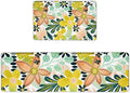 Boho Floral Long Kitchen Mats Rugs Sets of 2 Cushioned Anti Fatigue Floor Mat Foam Comfort Kitchen Rugs Farmhouse Style Non Slip Waterproof Mid Century Botanical Standing Mat for Sink Laundry