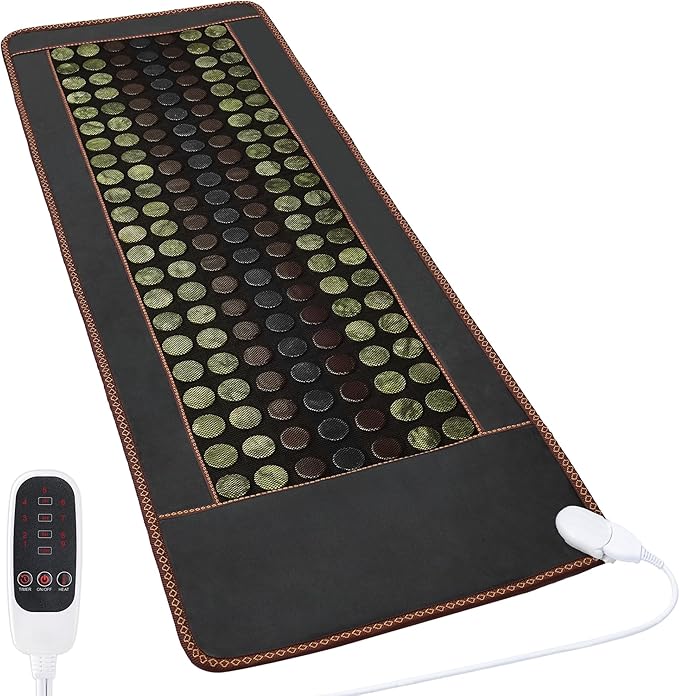 Far Infrared Heating Pad, Natural Jade and 2 Different Tourmaline Heating Pad, Electric Heating Pads for Back Neck Shoulders and Abdomen, Auto Shut Off Function (72" X 24")