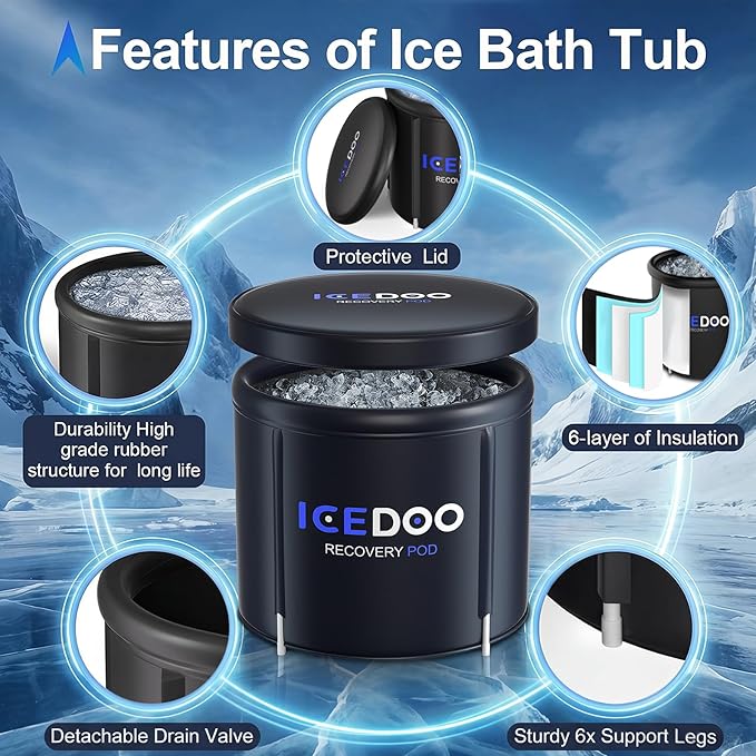 Ice Bath Tub with Cover for Athletes XL Portable Cold Plunge Tub - 119 Gal Capacity Athletes Foldable Multi-Layered Ice Bath for Home, Gym & Outdoor