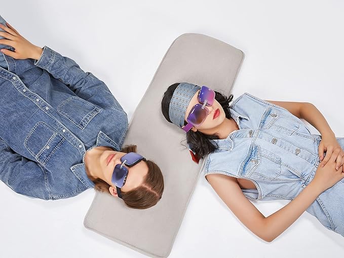 Master Massage E10 Eye Massager Heat & Vibration Relieves Migraines,Dark Circles, Puffiness. Ultra Lightweight, Chic & Stylish, Improve Eye Circulation, Dry Eye, Heated for Eye Relax - Purple+ Blue