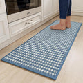 Kitchen Runner Rugs Non Slip Washable, Super Absorbent Soft Chenille Braided Kitchen Mats for Floor Rubber Backing Sink Mat Standing Hallway Floor Mat, Easy Clean, Blue 17"x59"
