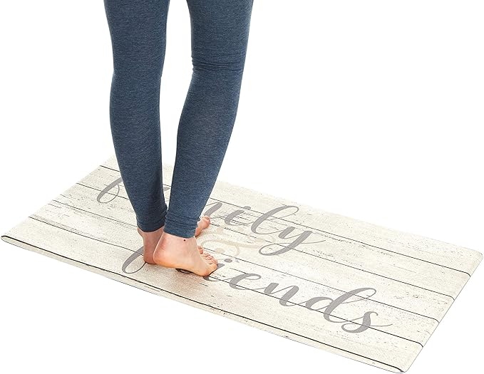 J&V TEXTILES Anti Fatigue Kitchen Mat for Floor, Embossed Themed Cushioned Kitchen Runner Rug Mat, Non Slip, Easy Wipe Clean, 1/2 Inch Thick (20x39 inches, Family & Friends)