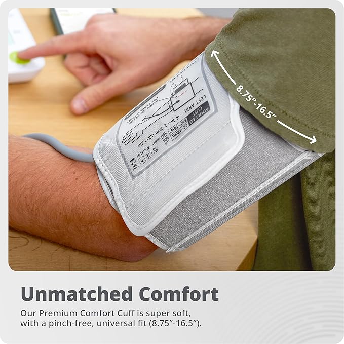 Greater Goods Automatic Bluetooth Blood Pressure Monitor for Home Use, Upper Arm BP Machine with Adjustable Wide Cuff (22–42 cm), Dual User Memory, Irregular Heartbeat Detection
