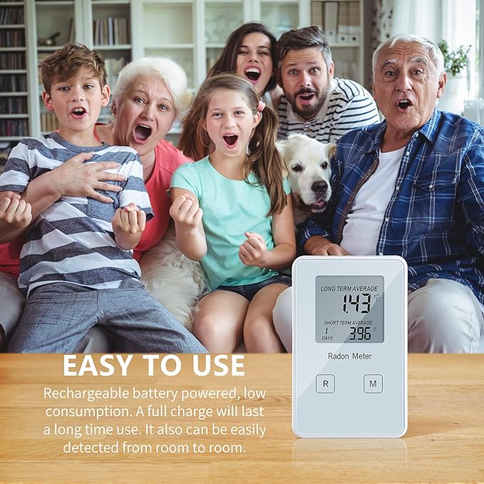 Funny Kitchen Home Radon Detector,Portable Radon Meter,Long and Short Term Monitor,Rechargeable Battery-Powered,Radon Test Kit