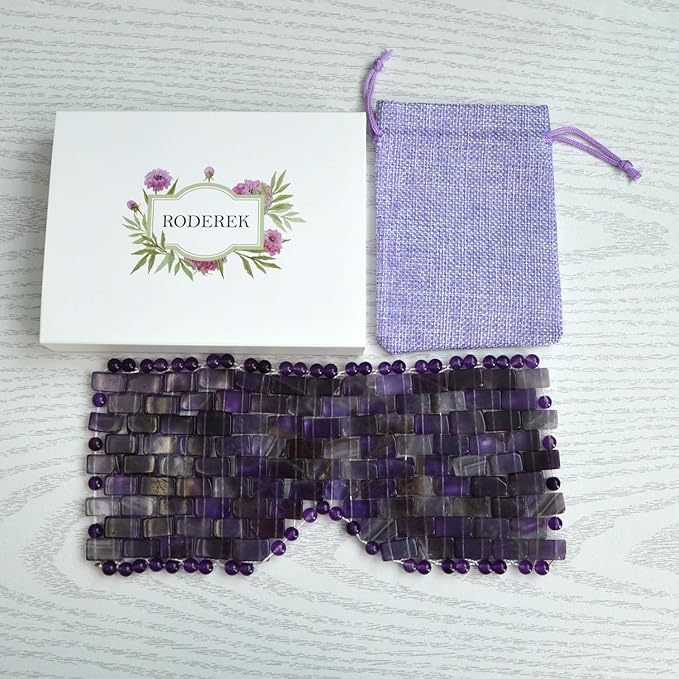 Natural Jade Sleep Mask & Blindfold, Natural Jade Eye Mask, Anti-Aging Hot or Cold Using Eye Mask (Amethyst Crystal)