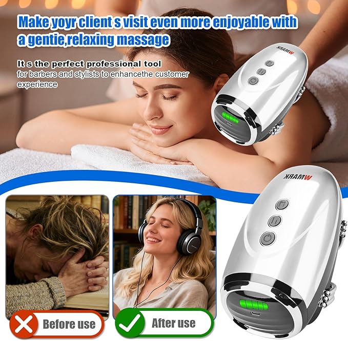 Cordless Handheld/Barber Massager Massager, Charge Neck/Legs/Hand/Face Massager, 2 Massage Nodes 2600AMH-(Silver)