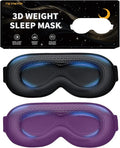 Weighted Sleeping Mask for Women Men 2 Pack 3D Contoured Eye Masks for Sleep (Black,Purple)