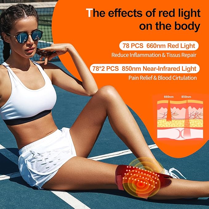 Multi-Functional Red Light Therapy Belt for Neck, Knee, Feet, Hands, etc. 660nm & 850nm Near-Infrared Light Therapy Wrap Devices with Heat for Body, Massager Mat for Pain Relief at Home