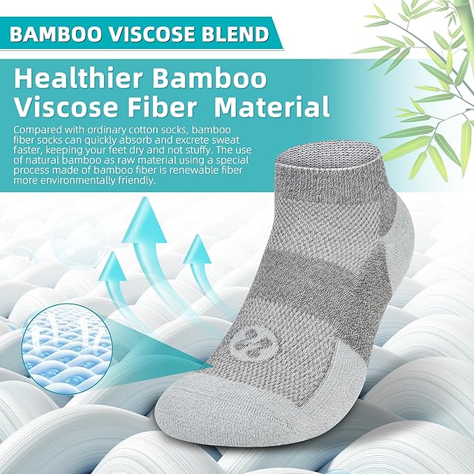 Diabetic Socks for Men,4 & 6 Pairs Low Cut Bamboo Viscose Wide Mens Diabetic Socks Size 9-11 10-13