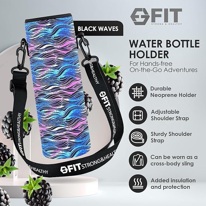 FIT Strong & Healthy 32 oz Glass Water Bottle with Straw Lid - Wide Mouth Borosilicate Glass Water Bottles with Time Marker, Silicone Sleeve & Extra Lid - 1L Large Motivational Drinking Bottle