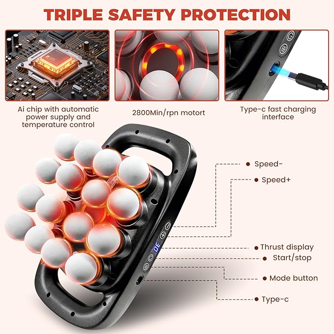 16 Head Massage Deep Tissue Massager Gun 2600mAh Massage Gun Deep Tissue with Type-C Fast Charging 3 Massage Modes & 30 Intensities Suitable for Muscle Soreness in The Waist, Shoulders,Neck After Work
