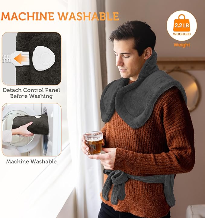 CILI Heating Pad for Back Pain Relief, 24"x36" Large Heating Pad for Neck and Shoulders Back, Electric Heat Pad with 10 Heat Settings, Back Heated Wrap, ETL Certified, Christmas Gifts for Women Men