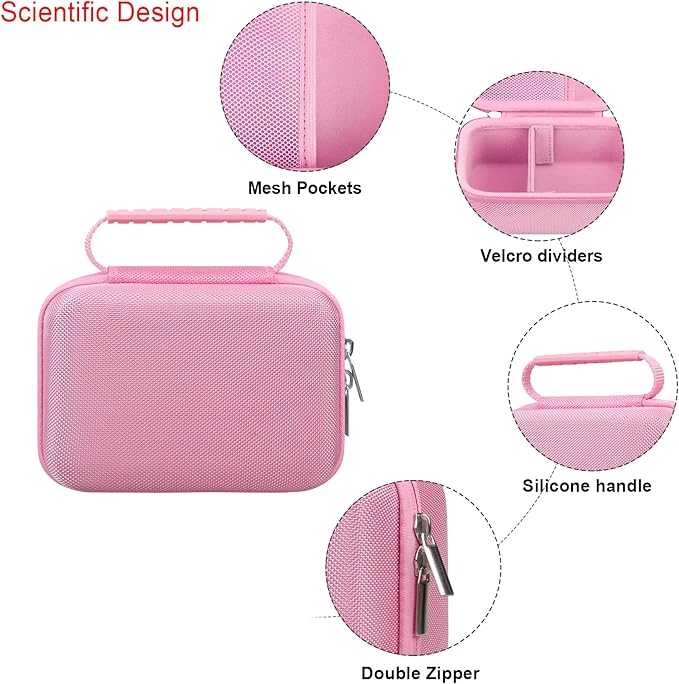 Elonbo Carrying Case for iHealth Track Smart Upper Arm Blood Pressure Monitor, Wireless Bluetooth Blood Pressure Monitor Travel Protective Bag Storage Holder, Mesh Pocket fits Range Cuff, Pink