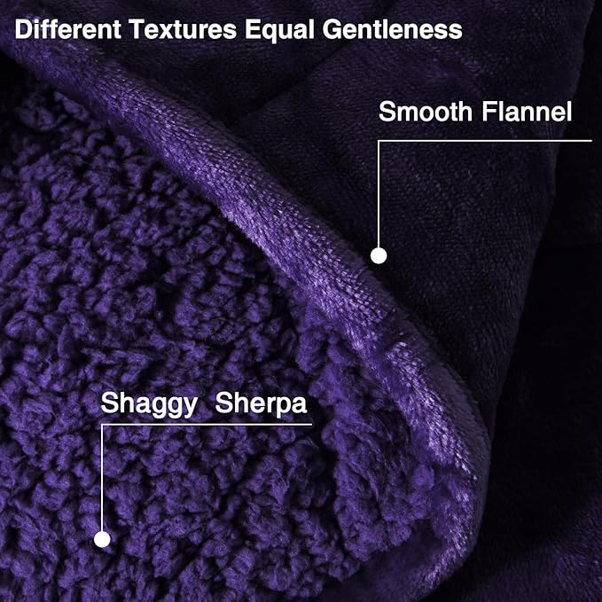 Aemicion Weighted Blanket for Adults,Fluffy Soft Sherpa Heavy Weighted Blanket 15lbs Twin 48 x 72in,Ultra Fuzzy Throw Blanket with Soft Plush Flannel Top,Purple on Both Sides