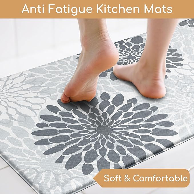 MAYHMYO Kitchen Mats for Floor - Kitchen Anti Fatigue Mat Set of 2 - Non Slip Cushioned Rugs for Standing